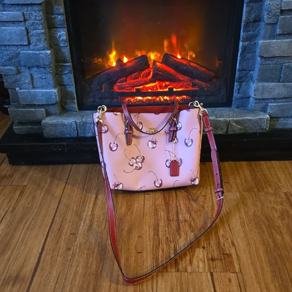 Coach Cherry Print Pink Crossbody Handbag - Picture 1 of 3